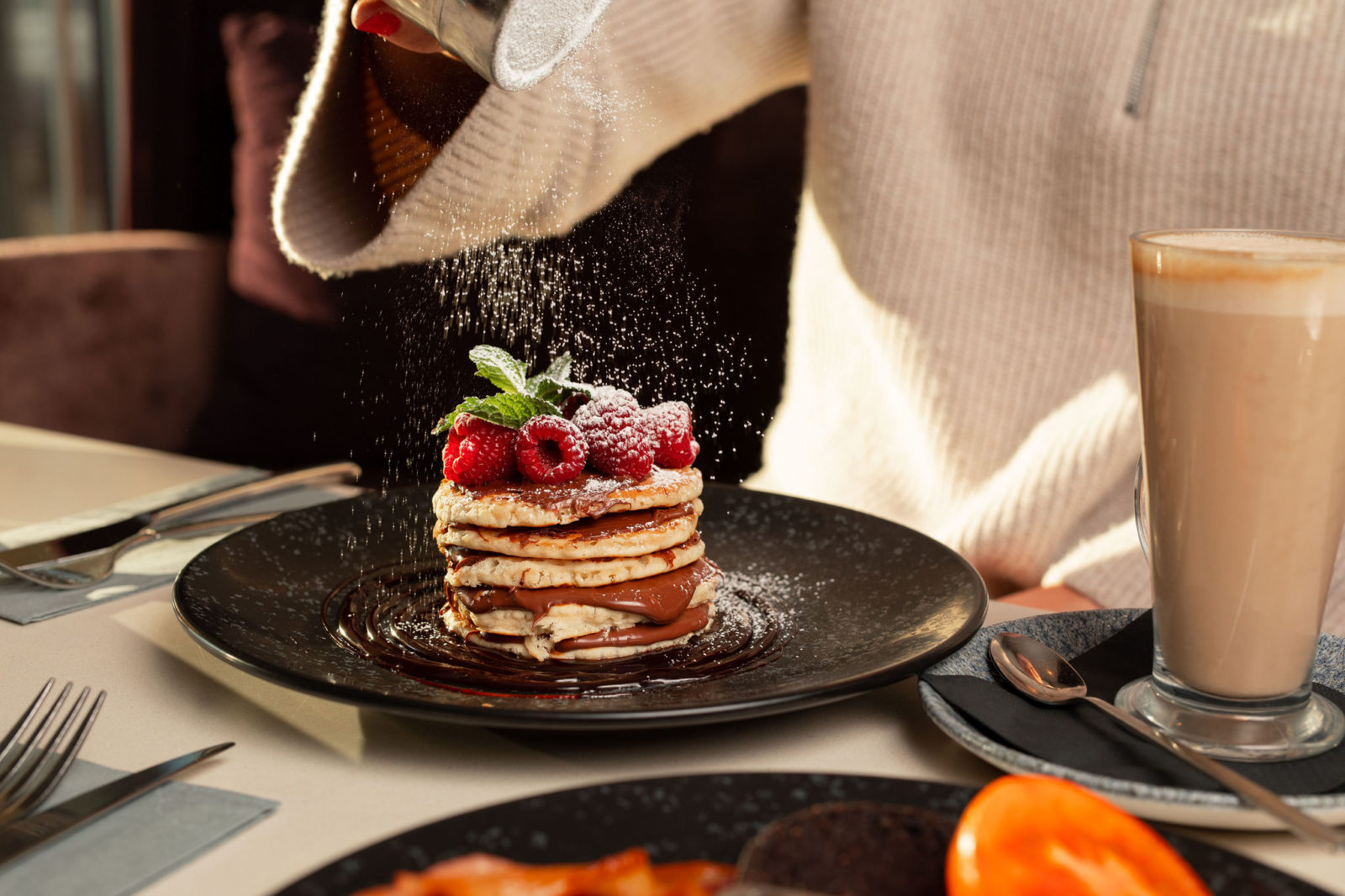 Lochside Chocolate Berries Pancake Sugar Sprinkled Landscape